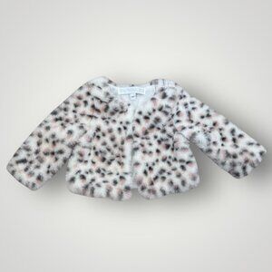 NWOT Rachel Zoe 12mo Baby Girl Cape Black and Pink Faux Fur Leopard Print